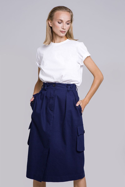 Демисезонная юбка из хлопка с удобным кроем Individual design 20110 темно синий - фото 2
