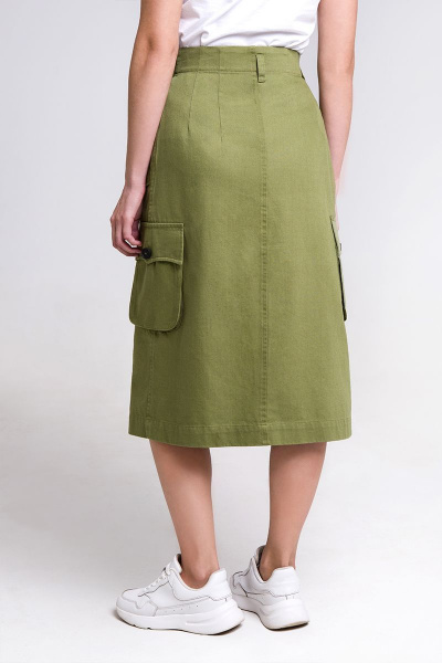 Юбка миди из хлопка с классической посадкой Individual design 20110 хаки - фото 4