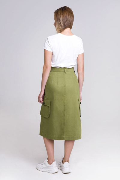Юбка миди из хлопка с классической посадкой Individual design 20110 хаки - фото 3