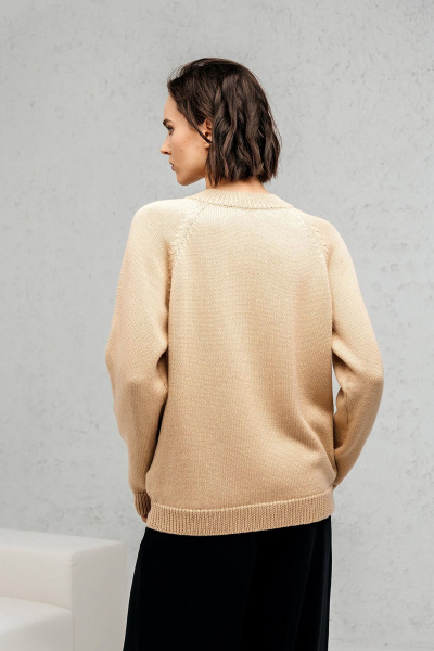 Джемпер вязаный с короткими рукавами и V-образным вырезом Romgil РВ0016-ХЛ2 соломенный - фото 2