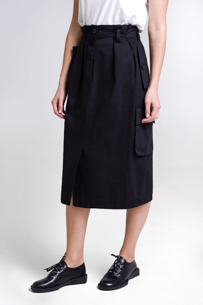 Черная кожаная юбка из хлопка с оригинальным дизайном Individual design 20110 черный - фото 3