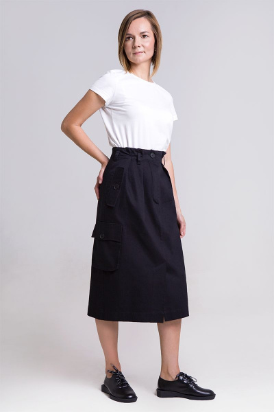 Черная кожаная юбка из хлопка с оригинальным дизайном Individual design 20110 черный - фото 1