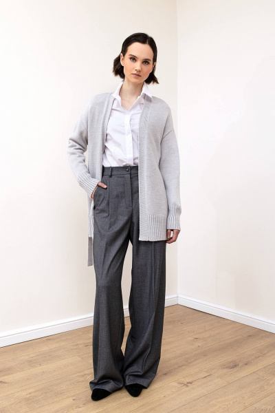 Кардиган серый классический из уютной пряжи для повседневки Romgil РВ0102-ШЕ5 светло-серый - фото 6