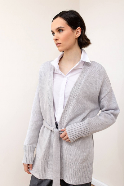Кардиган серый классический из уютной пряжи для повседневки Romgil РВ0102-ШЕ5 светло-серый - фото 1