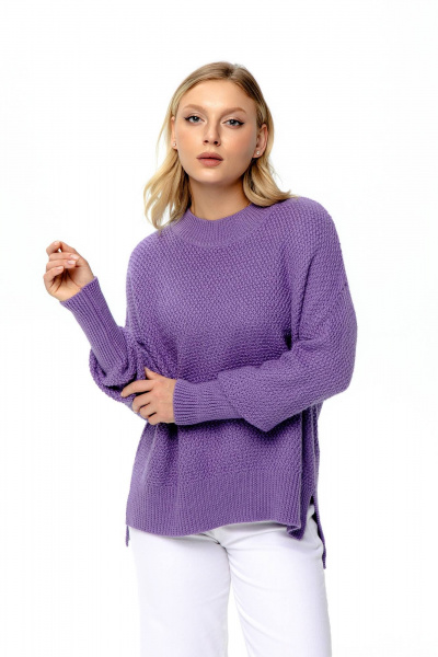 Джемпер фиолетовый с классическим круглым вырезом Romgil РВ0117-ШЕ5 сиреневый - фото 1