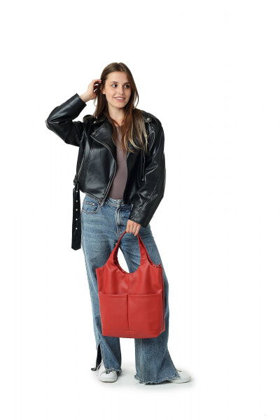 Классическая сумка из экокожи в разнообразных цветах MT.Style City Red2 - фото 5