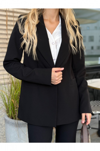 Деловой летний жакет прямого кроя из текстиля THE.WOMAN 0019 черный - фото 3