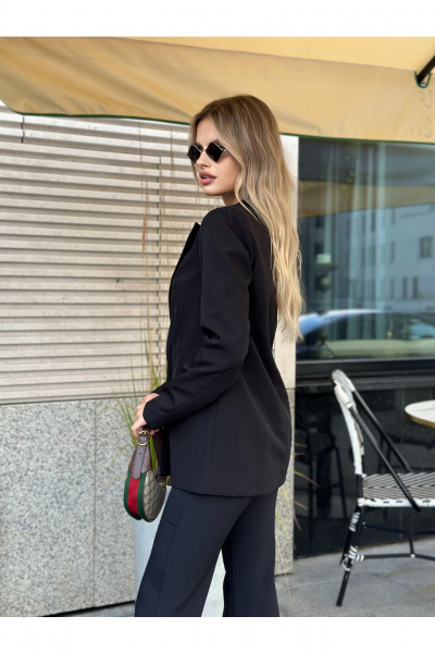 Деловой летний жакет прямого кроя из текстиля THE.WOMAN 0019 черный - фото 2
