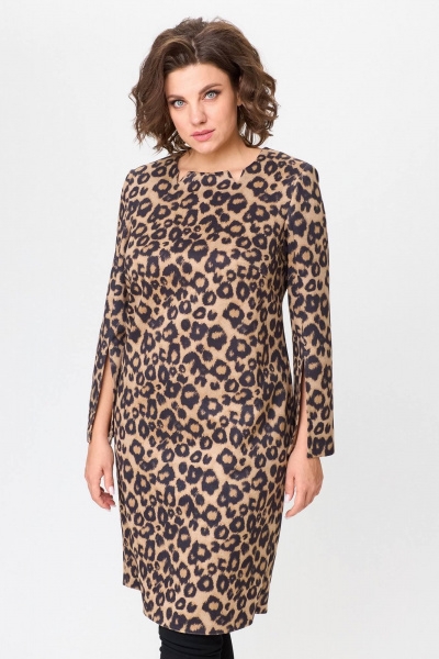 Полу приталое платье из трикотажа с высоким разрезом и нарядным стилем Koketka i K 1196 - фото 11