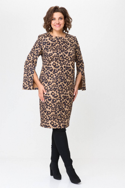 Полу приталое платье из трикотажа с высоким разрезом и нарядным стилем Koketka i K 1196 - фото 7