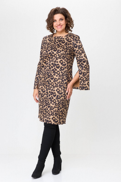 Полу приталое платье из трикотажа с высоким разрезом и нарядным стилем Koketka i K 1196 - фото 6