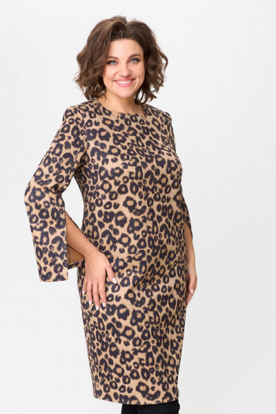 Полу приталое платье из трикотажа с высоким разрезом и нарядным стилем Koketka i K 1196 - фото 2