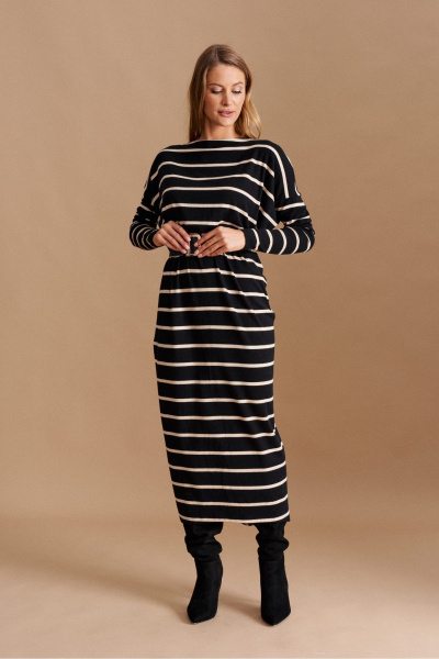 Платье ELLETTO 1044 черно-бежевый - фото 2