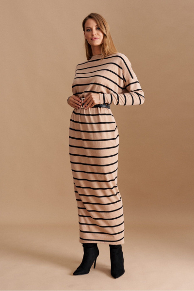 Платье ELLETTO 1044 бежево-чёрный - фото 1