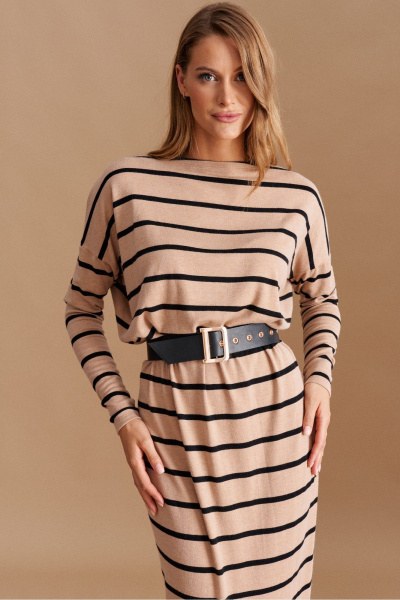 Платье ELLETTO 1044 бежево-чёрный - фото 3