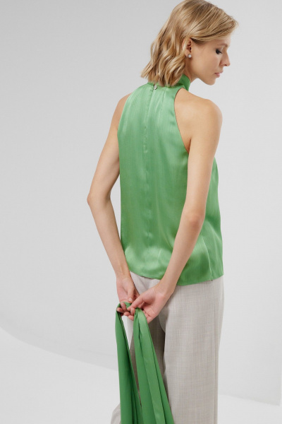 Блуза без рукавов из струящейся ткани с воротником-стойкой HELEN BIRCH Bl026g зеленый - фото 4