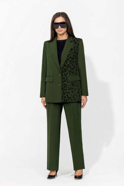 Пиджак прямого силуэта с отрезными бочками и легким приталиванием Gold Style 2675 хаки - фото 7