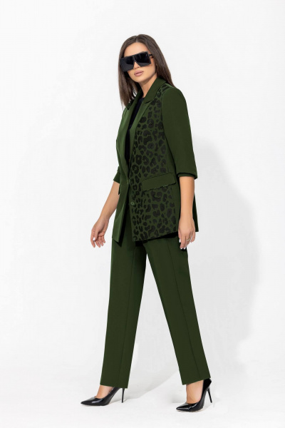 Пиджак прямого силуэта с отрезными бочками и легким приталиванием Gold Style 2675 хаки - фото 8