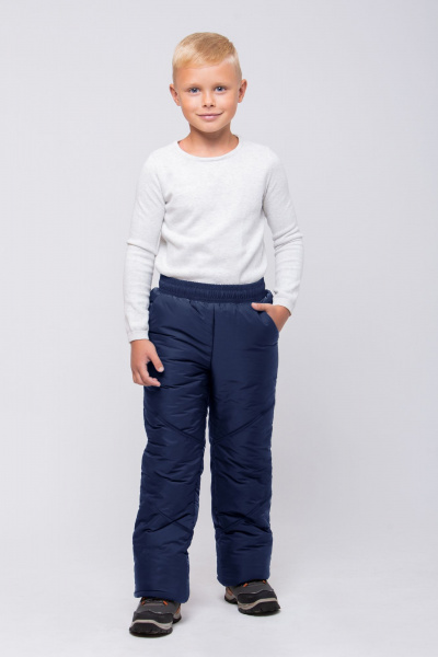 Утепленные брюки с фигурными строчками и эластичным поясом Франтишка З-3133 д синий - фото 1