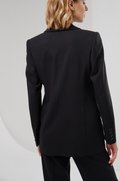 Однобортный классический жакет с лацканами и нагрудным карманом HELEN BIRCH J004b черный - фото 8