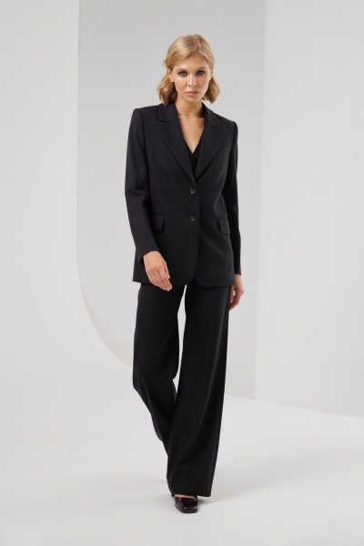 Однобортный классический жакет с лацканами и нагрудным карманом HELEN BIRCH J004b черный - фото 6