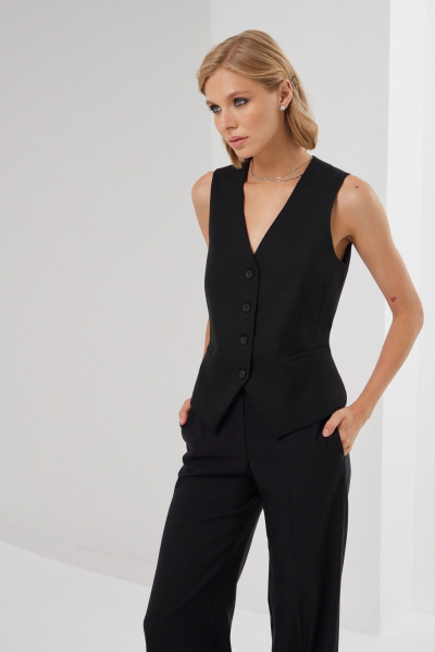 Классический жилет из текстиля с приталенным силуэтом и регулируемым хлястиком HELEN BIRCH Ji001а черный - фото 1