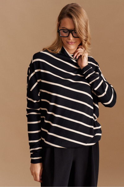 Джемпер ELLETTO 3748 чёрно-бежевый - фото 2