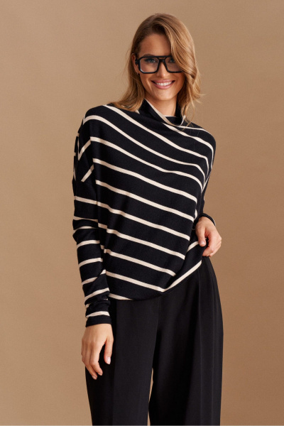 Джемпер ELLETTO 3748 чёрно-бежевый - фото 1