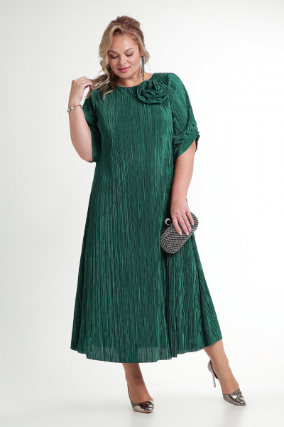 Длинное вечернее платье из плиссированной ткани с цветком Algranda А4017-6 - фото 8