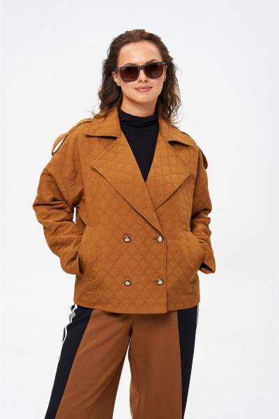 Стеганый жакет и широкие брюки на каждый день из текстиля Liona Style 914 корица - фото 2