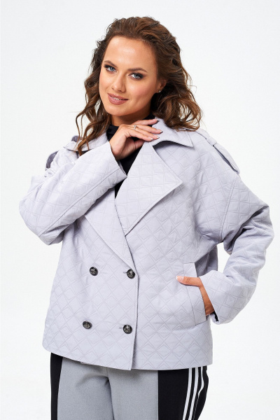 Стеганый жакет и двухцветные широкие брюки, демисезон Liona Style 914 серый - фото 1