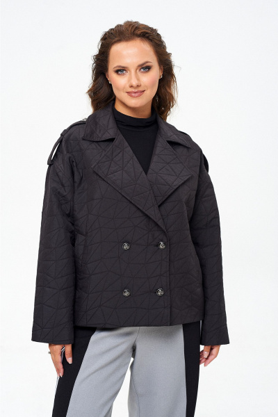 Стеганый жакет и брюки с отделочной тесьмой, на каждый день Liona Style 914 черный - фото 2