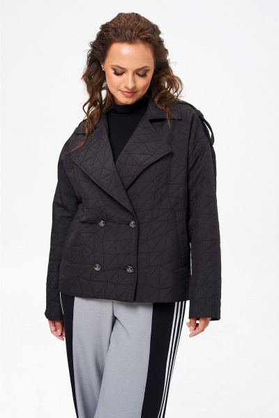 Стеганый жакет и брюки с отделочной тесьмой, на каждый день Liona Style 914 черный - фото 1