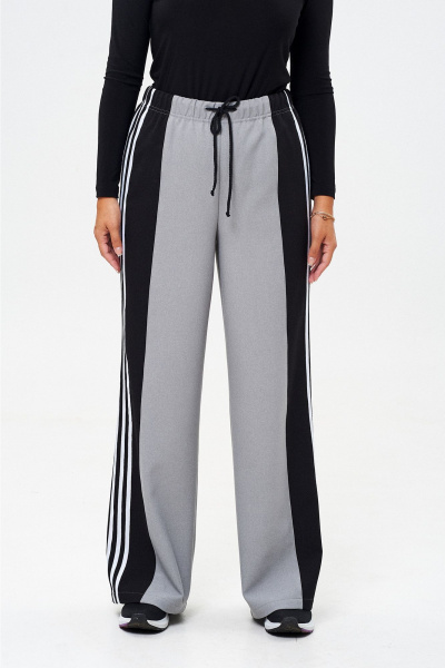 Широкие брюки и стеганый жакет на резинке, демисезон Liona Style 915 серый - фото 1