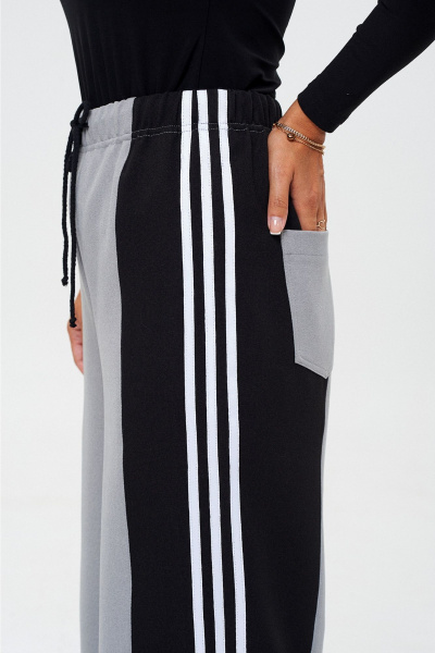 Широкие брюки и стеганый жакет на резинке, демисезон Liona Style 915 серый - фото 2