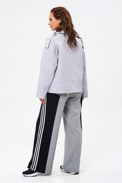 Стеганый жакет и широкие брюки — комфортный демисезонный костюм Liona Style 916 серый - фото 4