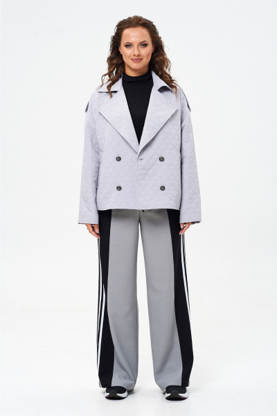 Стеганый жакет и широкие брюки — комфортный демисезонный костюм Liona Style 916 серый - фото 3