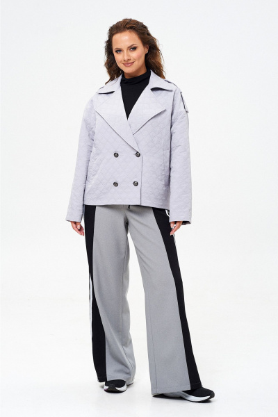 Стеганый жакет и широкие брюки — комфортный демисезонный костюм Liona Style 916 серый - фото 1