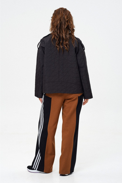 Костюм брюки и жакет из текстиля с патами, демисезон Liona Style 916 черный-корица - фото 3