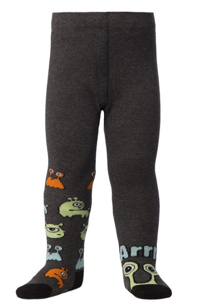 Серые детские колготки с оригинальными рисунками CONTE Conte-kids_TIP-TOP_Монстрики - фото 1