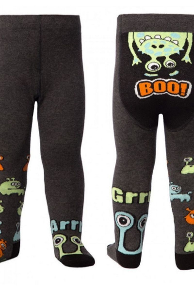 Серые детские колготки с оригинальными рисунками CONTE Conte-kids_TIP-TOP_Монстрики - фото 2