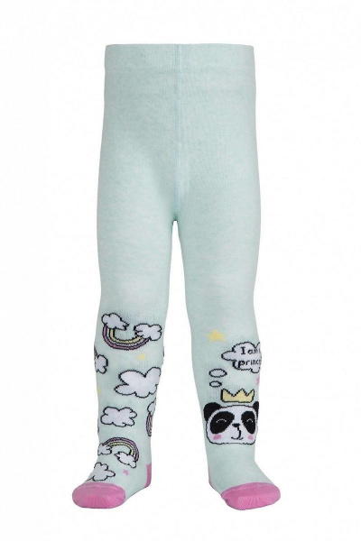 Детские демисезонные хлопковые колготки с оригинальными рисунками CONTE Conte-kids_TIP-TOP_Панды_482 бледно-бирюзовый - фото 1
