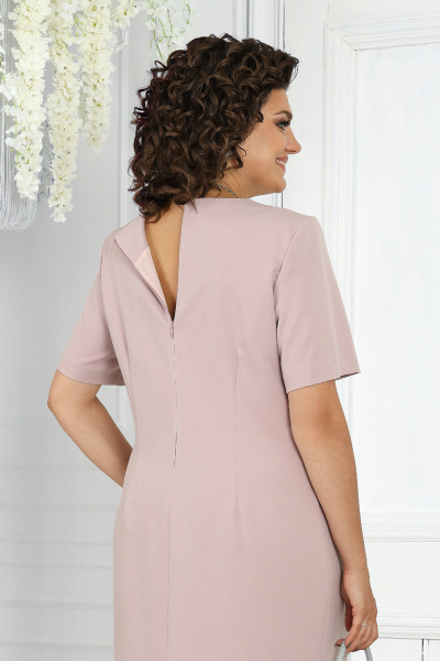 Комплект жакет и платье с рельефами и стеклярусом Ninele 6021 пудра - фото 14