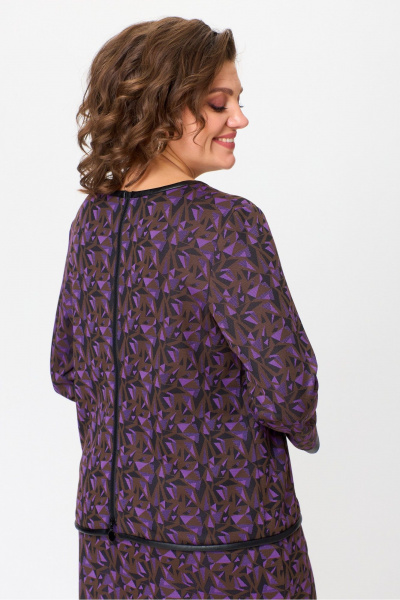 Юбочный комплект из вискозы и кожаных деталей Michel chic 1394 шоколад+фиолет - фото 6