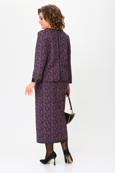 Юбочный комплект из вискозы и кожаных деталей Michel chic 1394 шоколад+фиолет - фото 5