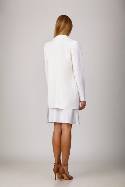 Костюм двойка из костюмной ткани с атласным платьем Rosheli 836/1 молочный - фото 2