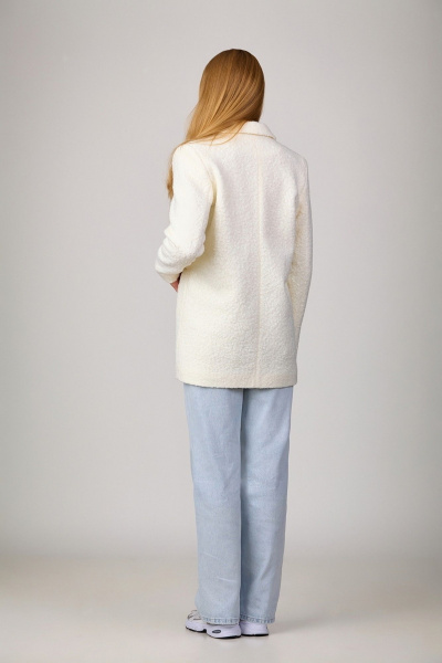 Пальтовый жакет «под каракуль» с прорезными карманами Rosheli 838/1 молочный - фото 3