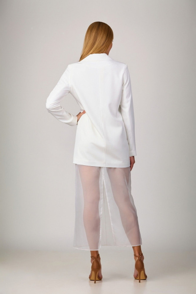 Платье комплект из пиджака, блузы и юбки нарядное Rosheli 841/1 молочный - фото 3