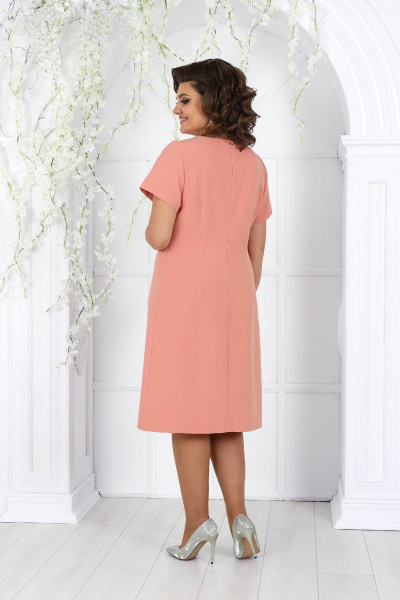 Нарядный комплект платье с кружевным кардиганом розовый Ninele 5988 коралловый - фото 4