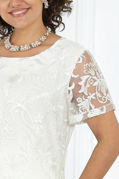 Брючный комплект блуза, брюки и кардиган из кружево-белый Ninele 6004 молочный - фото 15